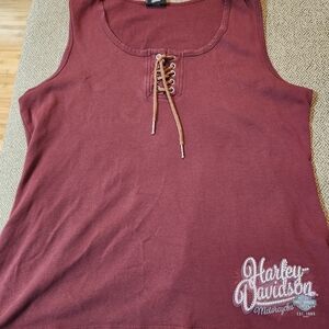Harley-Davidson Red Tie Front Tank Top